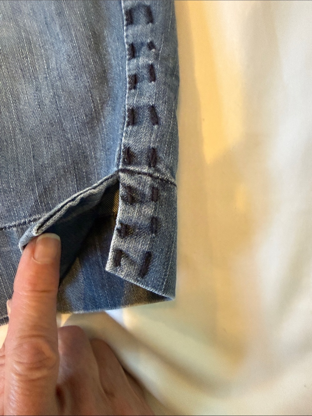one 5 one Women's Denim Bermuda Shorts in Light Blue with Decorative Trim - Picture 6 of 12